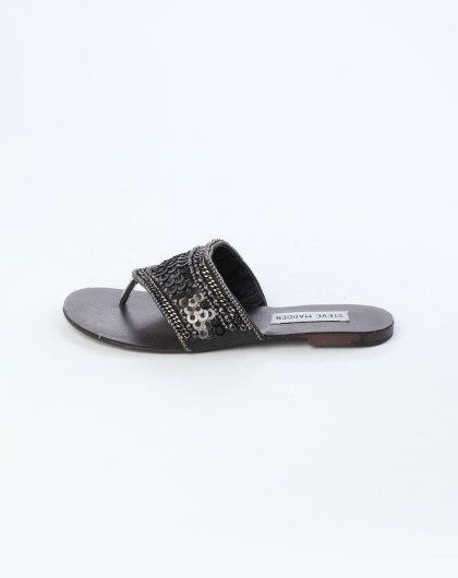 铁灰色休闲平底拖鞋