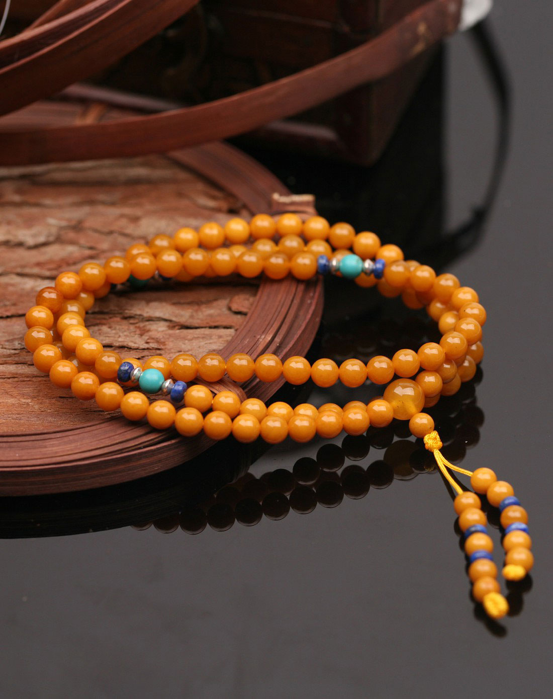 108佛珠 祈福保健珠串老蜡佛珠链