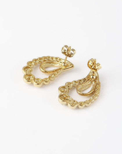 金色凤尾花水晶耳钉