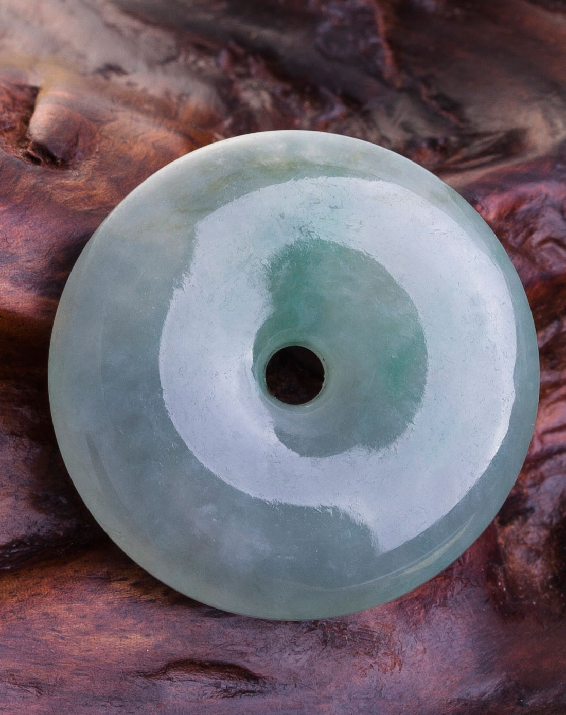 天然a货翡翠冰种绿色平安扣挂件01(附国检证书赠精编绳)