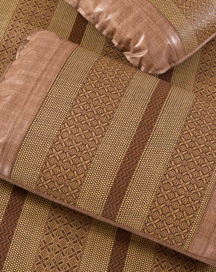 宽直条(咖色)仿藤席三件套1.5m