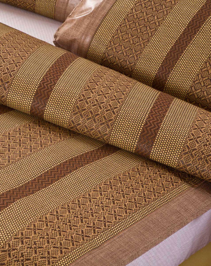 宽直条(咖色)仿藤席三件套1.5m