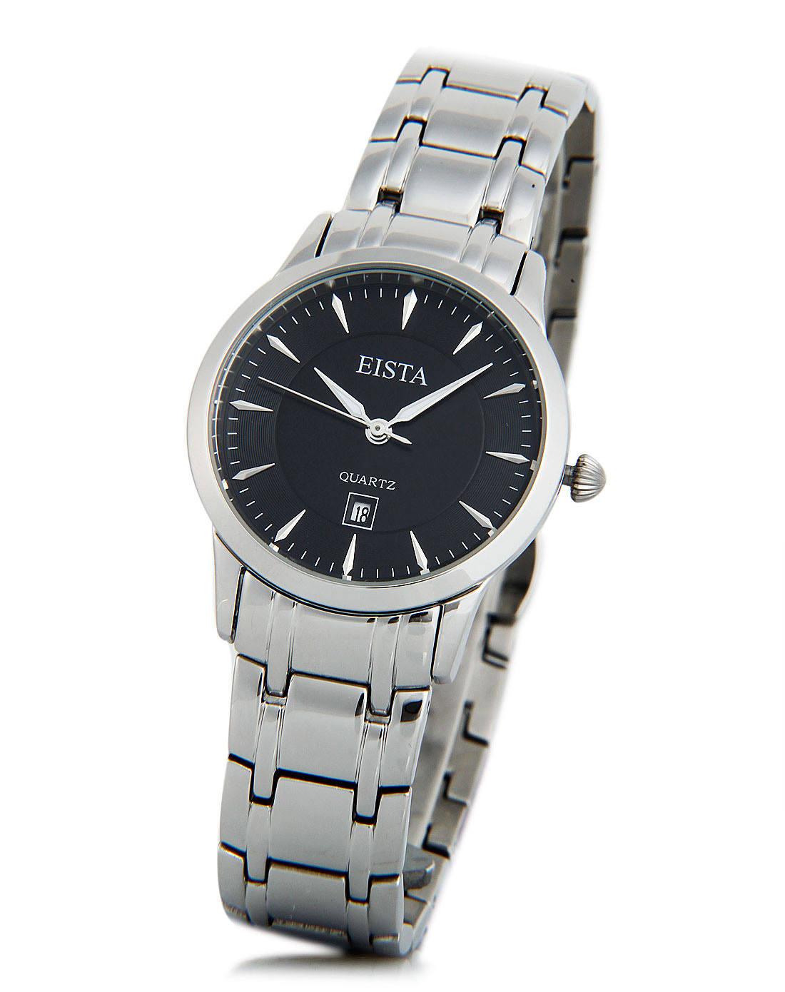 亚时达eista手表专场-女款不锈钢黑面石英表