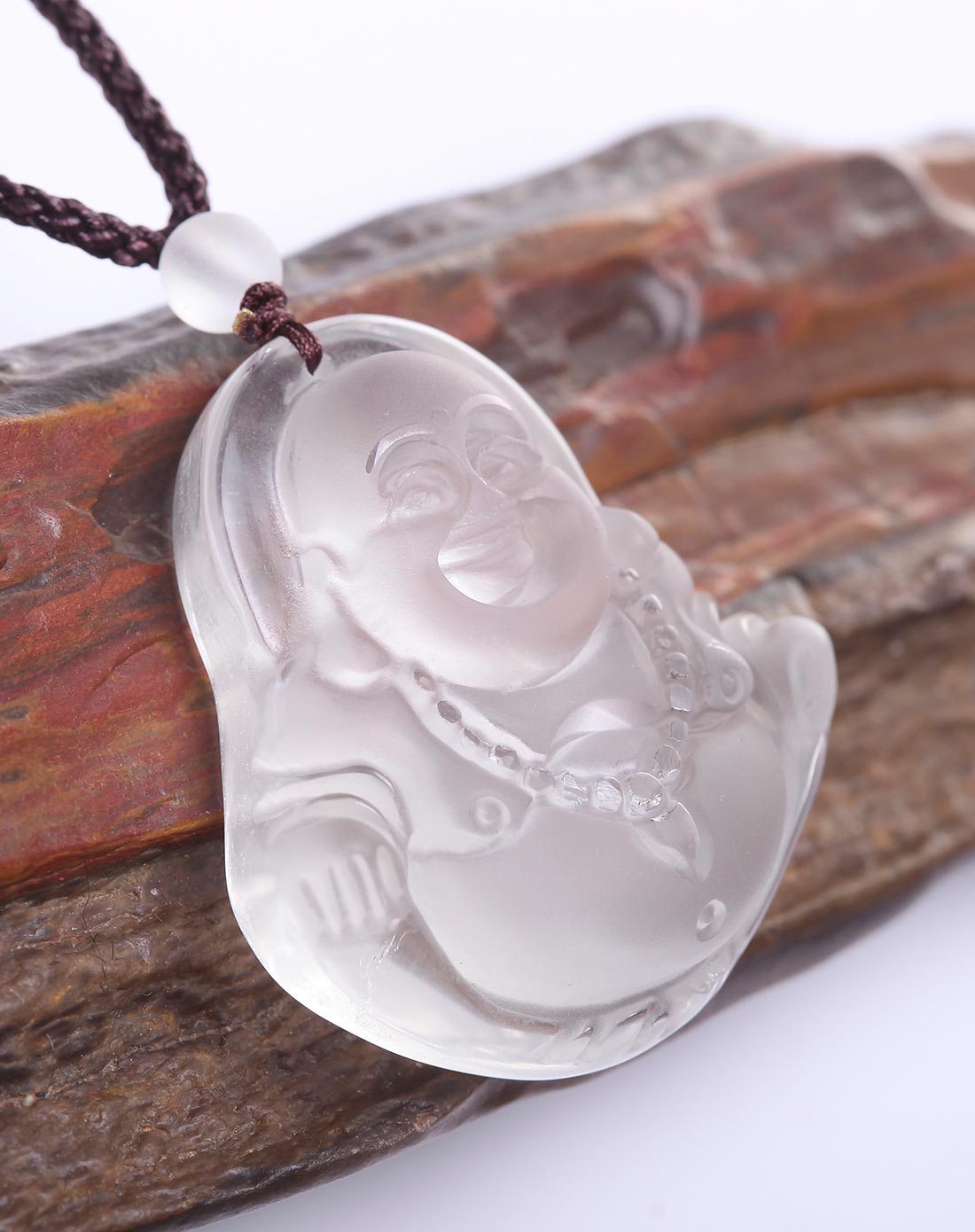 天然白水晶佛吊坠