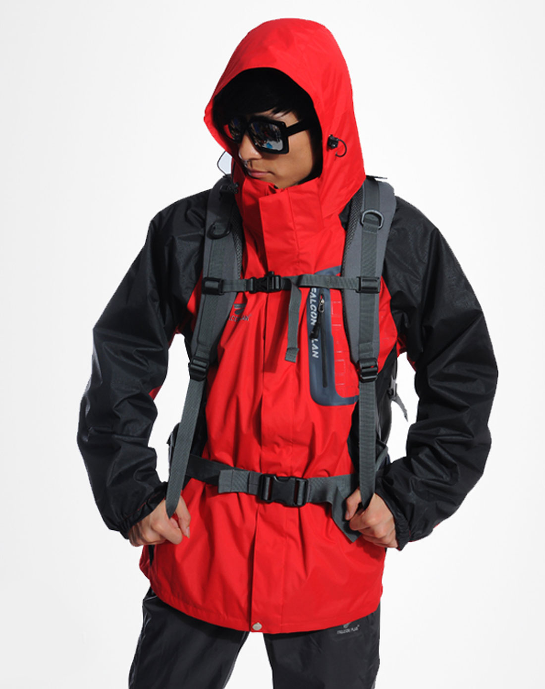 男款大红色青山冲锋衣