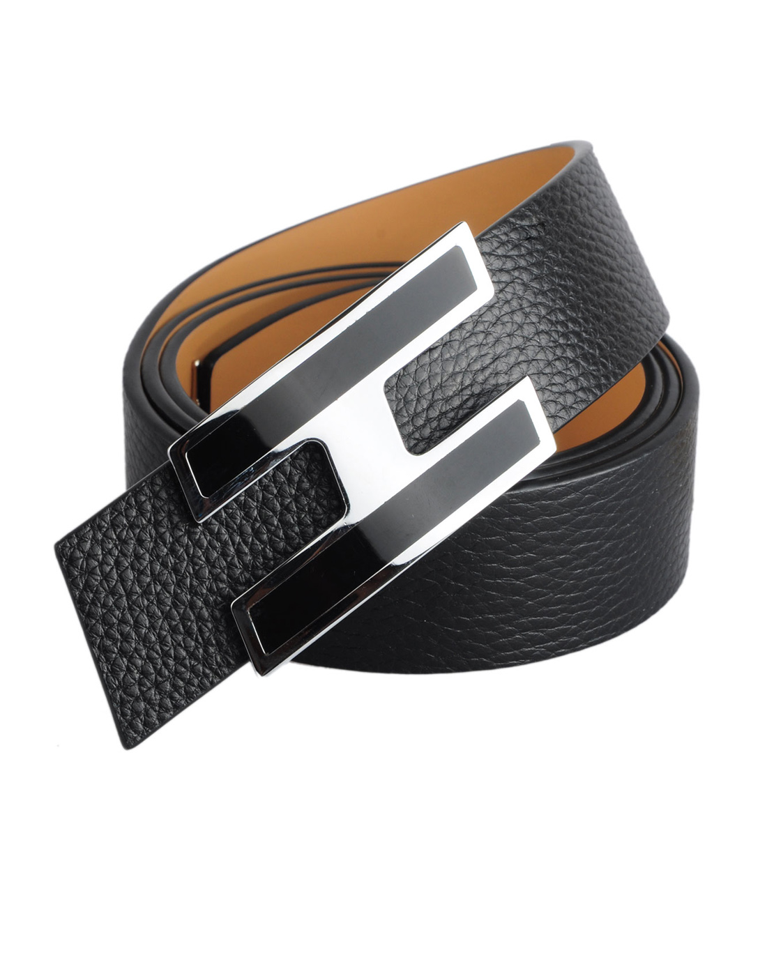 女款黑色大方板扣皮带