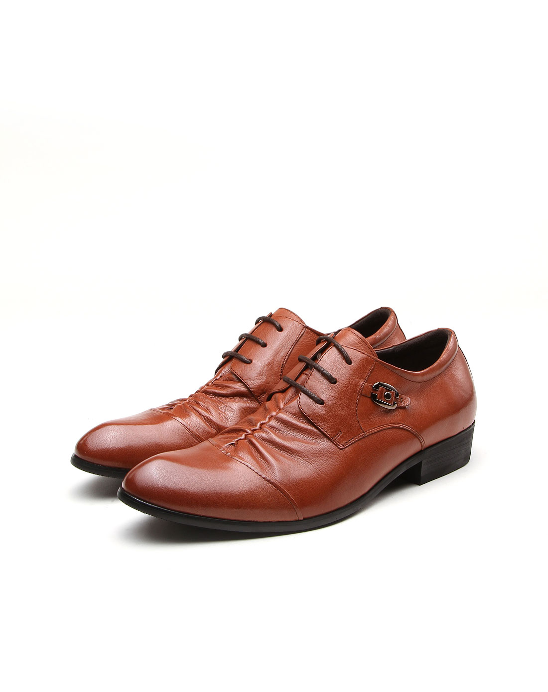 奥康 男款皱纹棕色绑带皮鞋