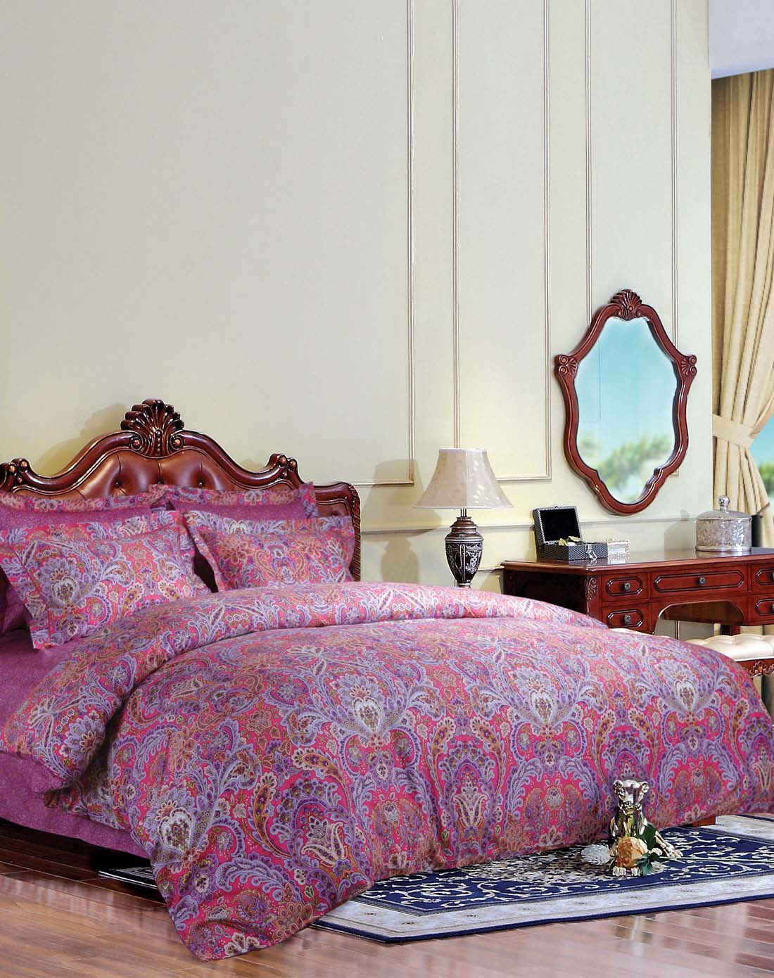 梦洁1.8米床 纯棉活性印花四件套 米娜