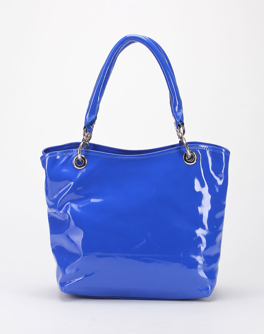 宝蓝色liv spade漆皮手提包