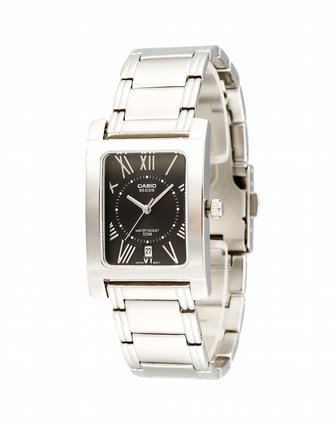 卡西欧casio-beside男款黑色长方形典雅石英手表