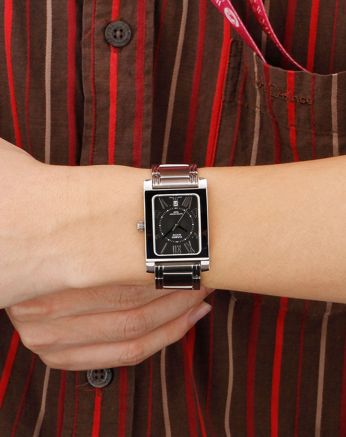 卡西欧casio-beside男款黑色长方形典雅石英手表