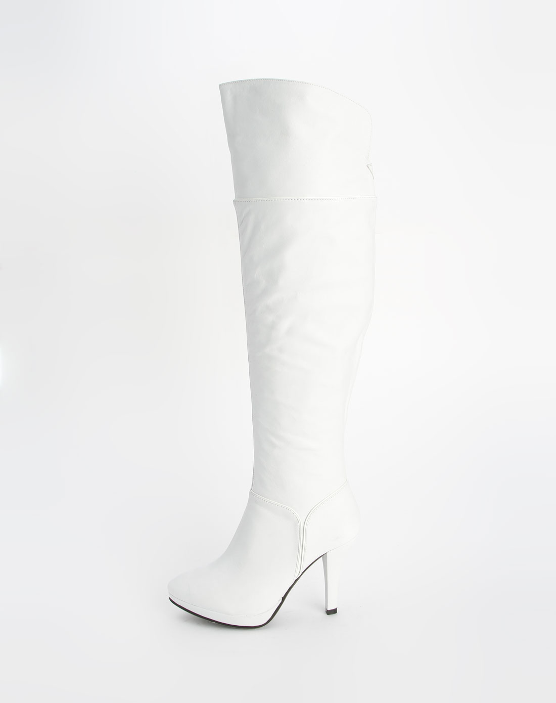 白色时尚压纹高跟长靴