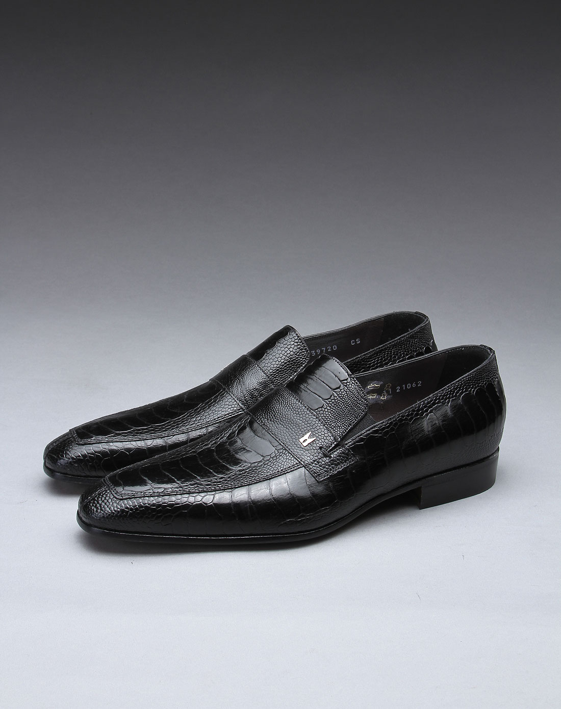 moreschi 男款尊贵端庄鸵鸟皮皮鞋黑色