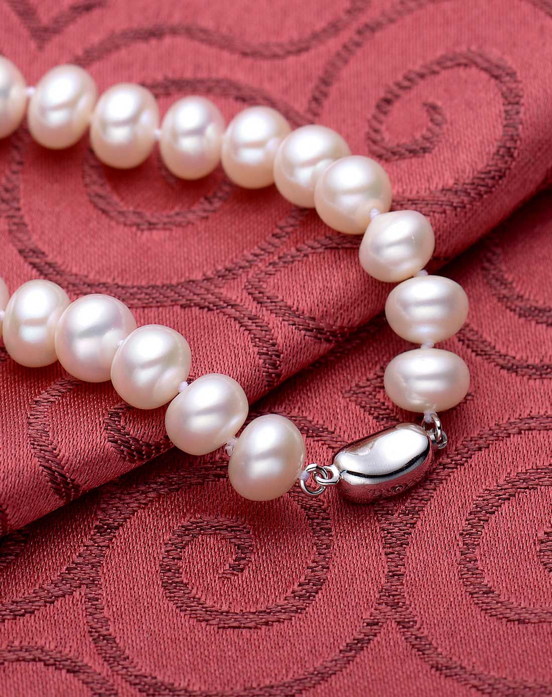 925银3a级天然淡水珍珠手链豌豆扣 9-10mm