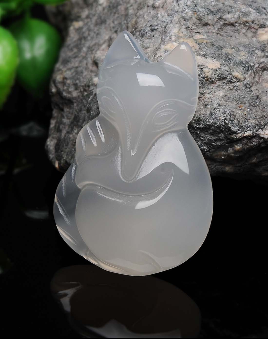 天然白玉髓狐狸吊坠-小狐仙