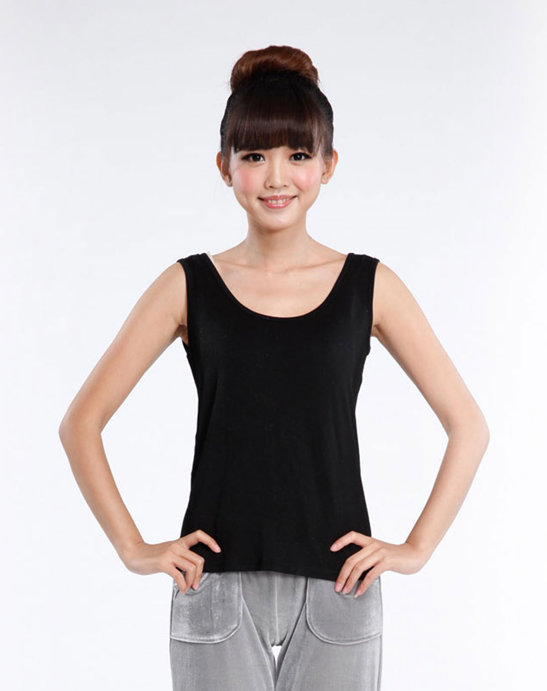 女款黑色人棉背心