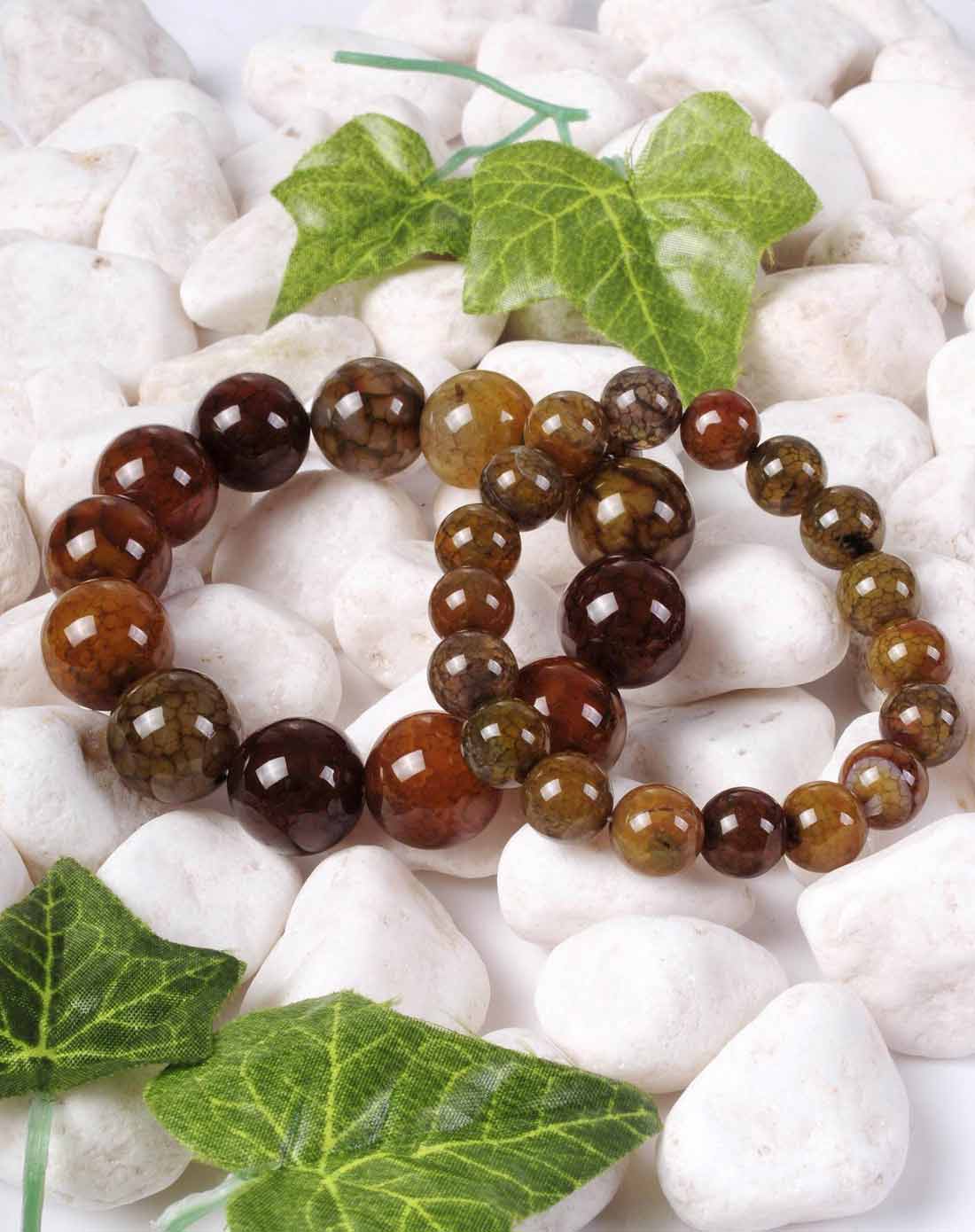 中性彩色蛇纹玛瑙手链套装