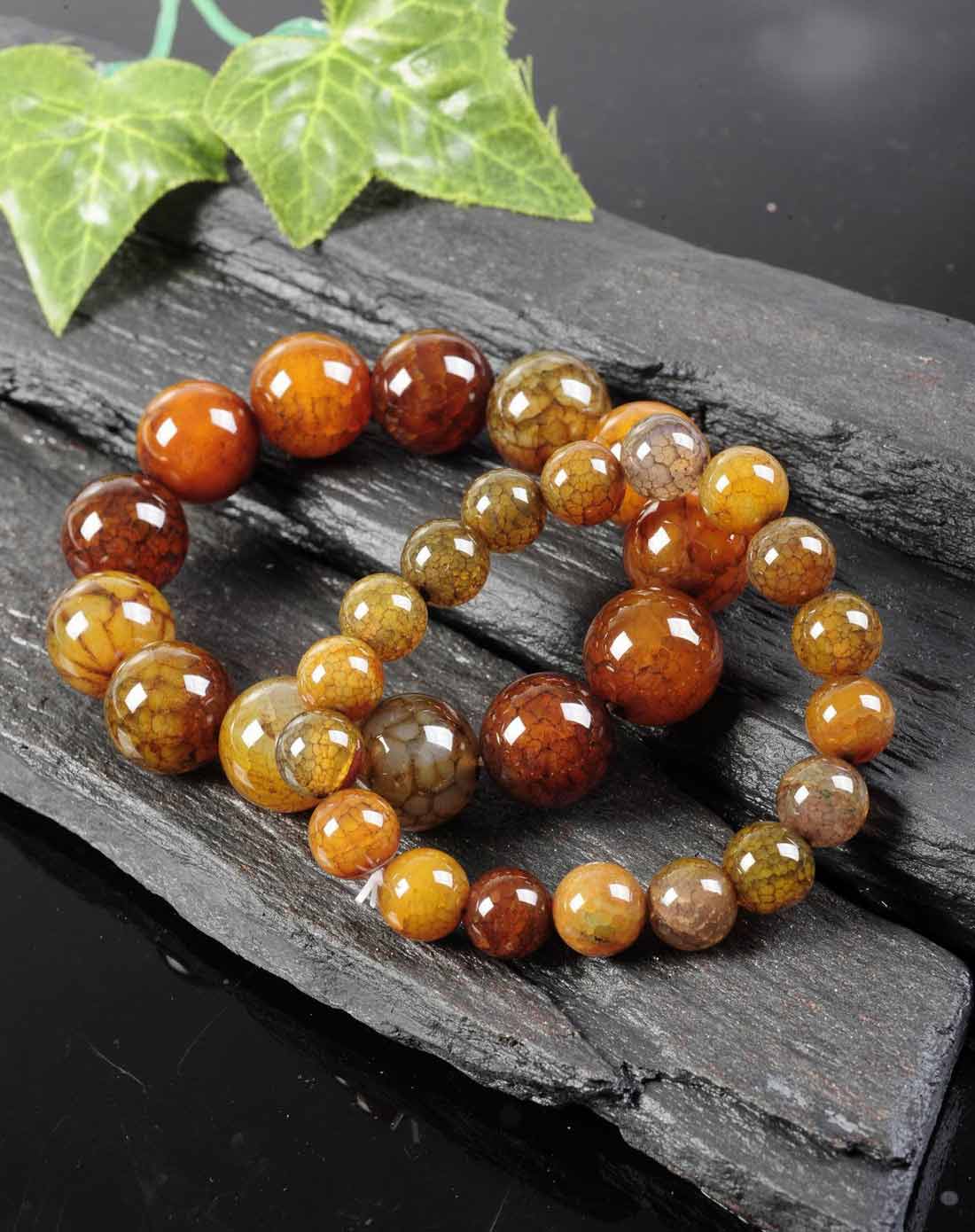 中性彩色蛇纹玛瑙手链套装