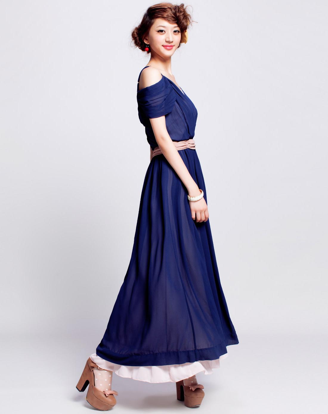 女款藏蓝色无袖连衣裙