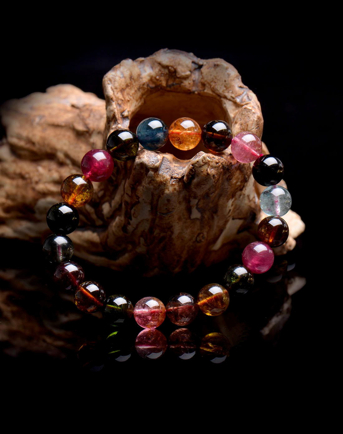 天然精典彩虹碧玺手链手串招财开运保平安许愿石