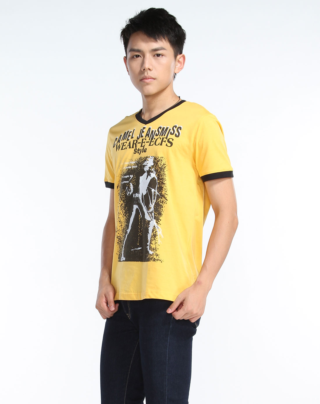 稻草黄色短袖t恤