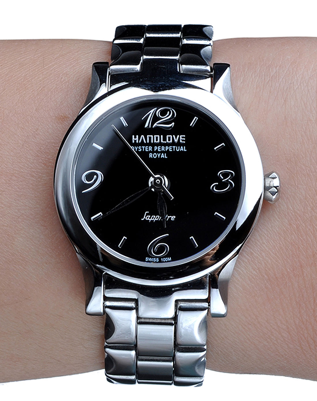 女款黑色精钢圆盘时尚商务女表