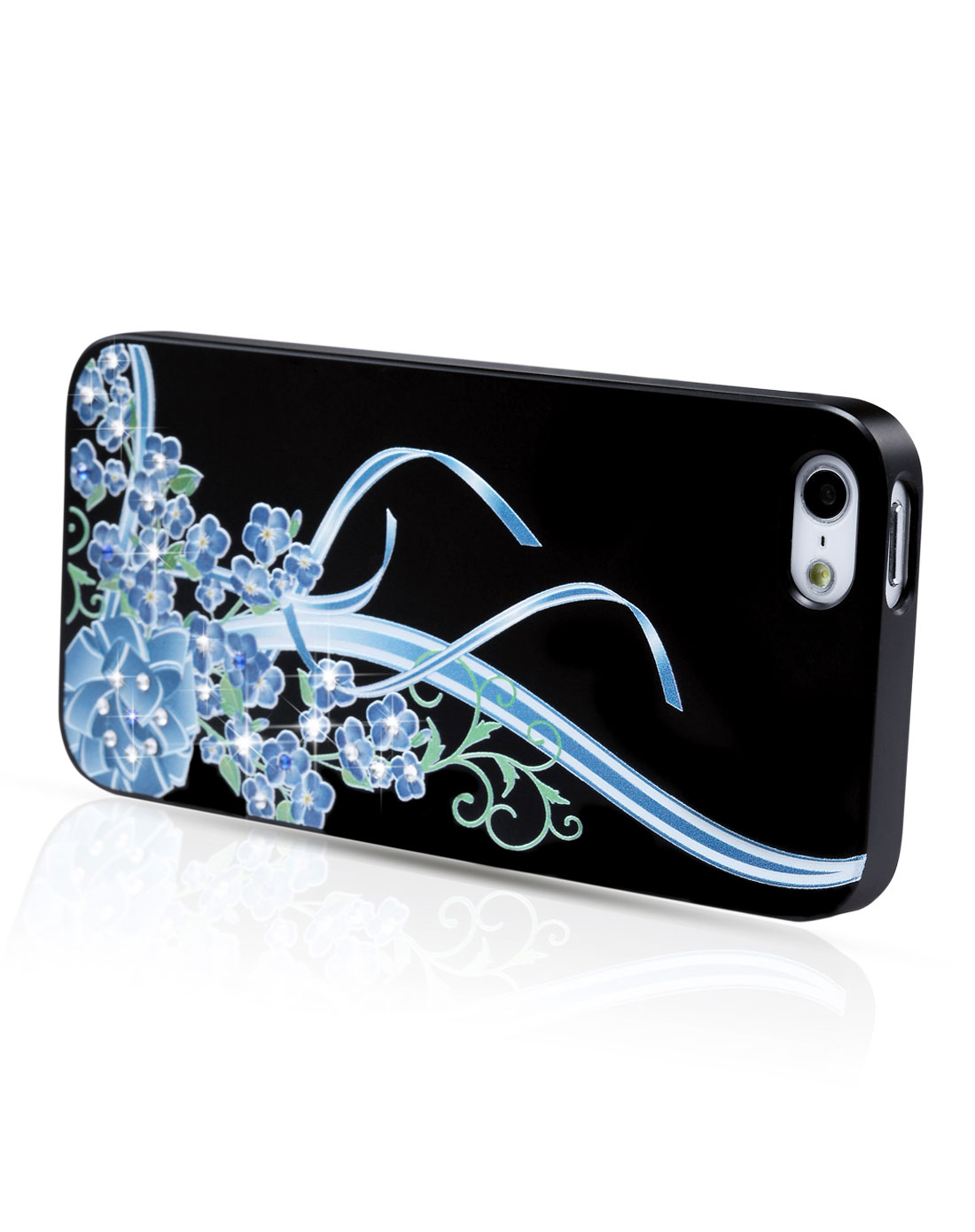iphone5印象花纹水钻手机壳 蓝带