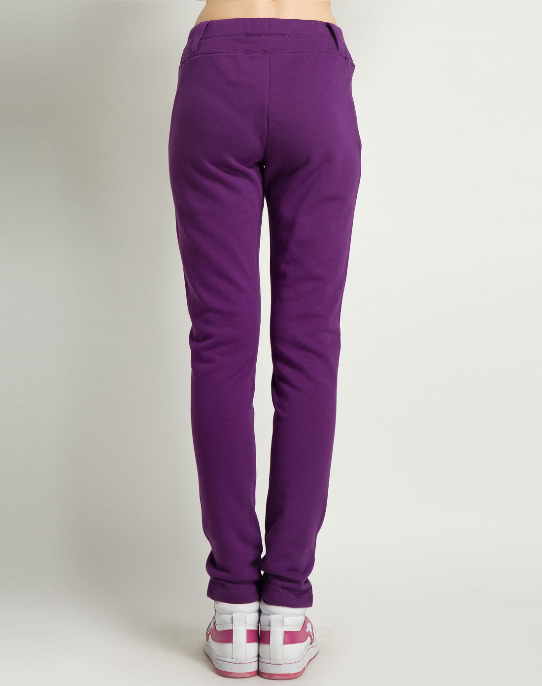 深紫色女式针织长裤
