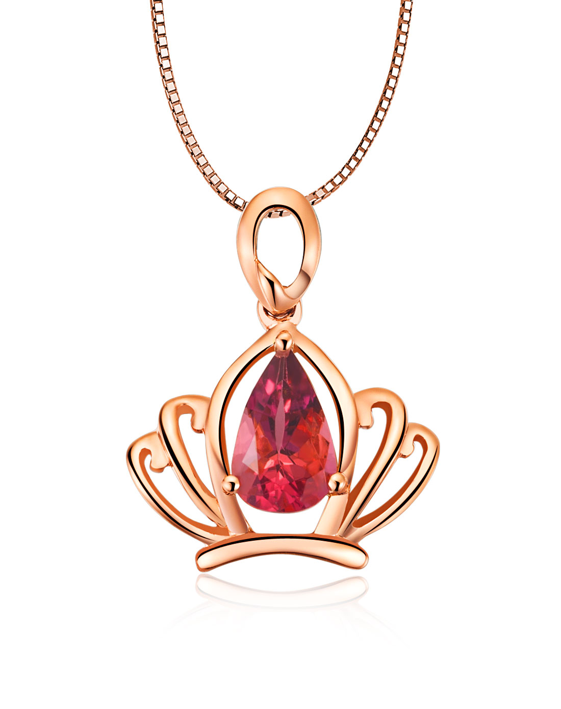 18k金碧玺宝石吊坠-公主皇冠