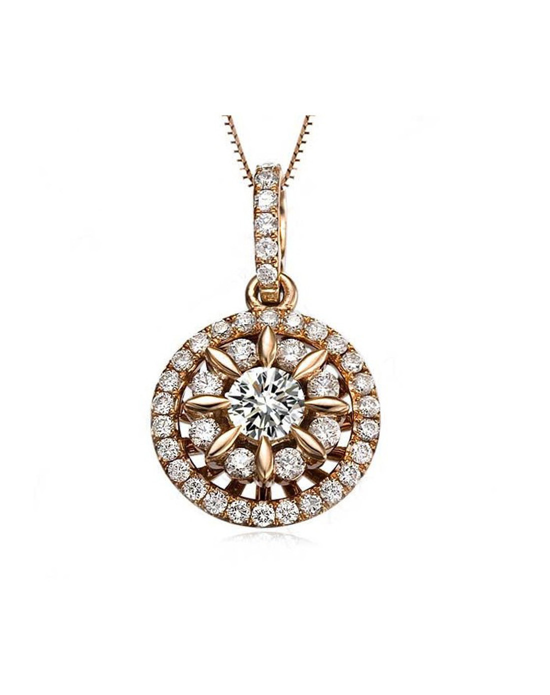 (比价问题不上线)玫瑰18k金豪华钻石吊坠