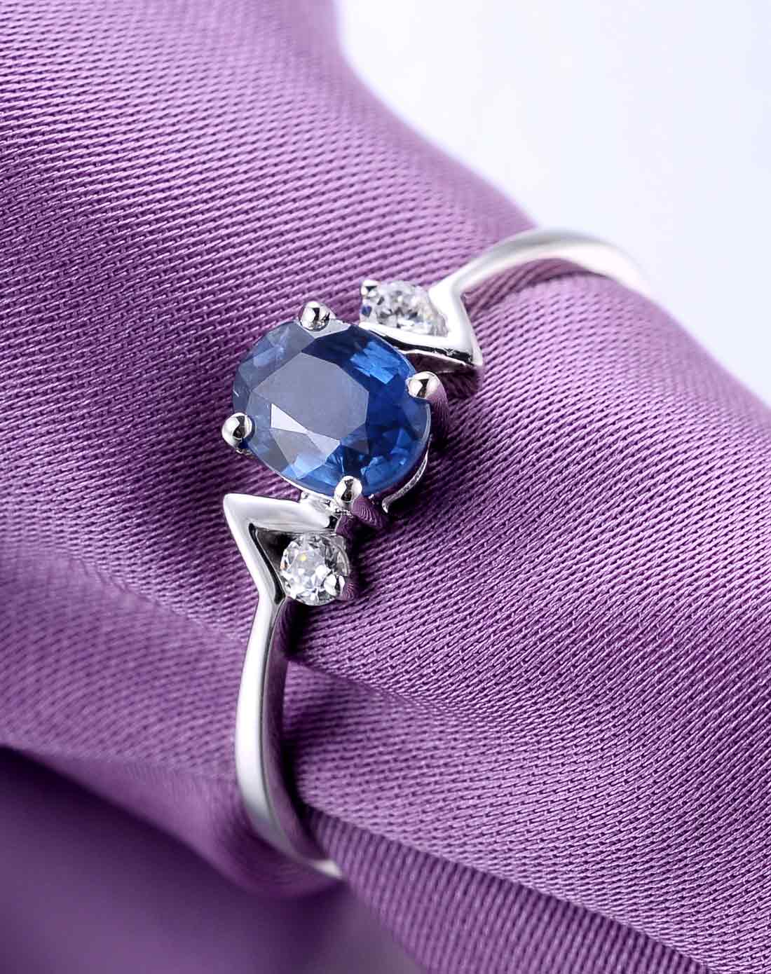 白18k金蓝宝石戒指-女款
