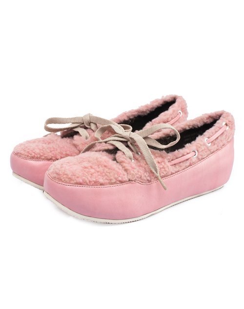 kiss kitty 女款深玫红色豹纹马毛超高跟矮靴