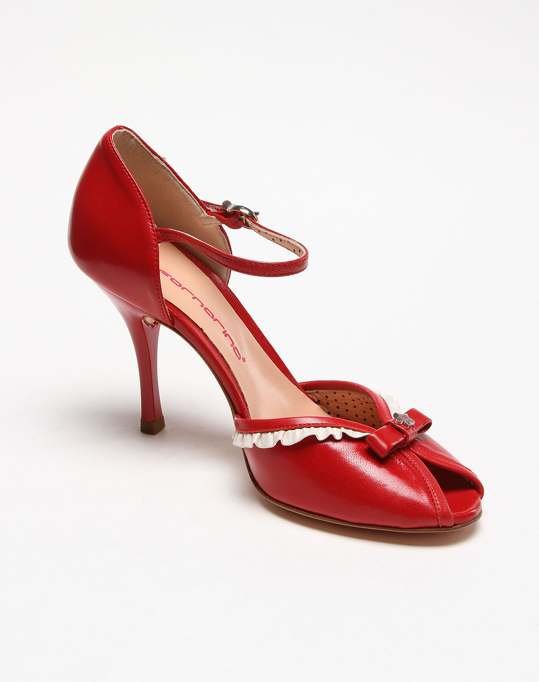 fornarina 红色气质美女高跟鱼嘴鞋