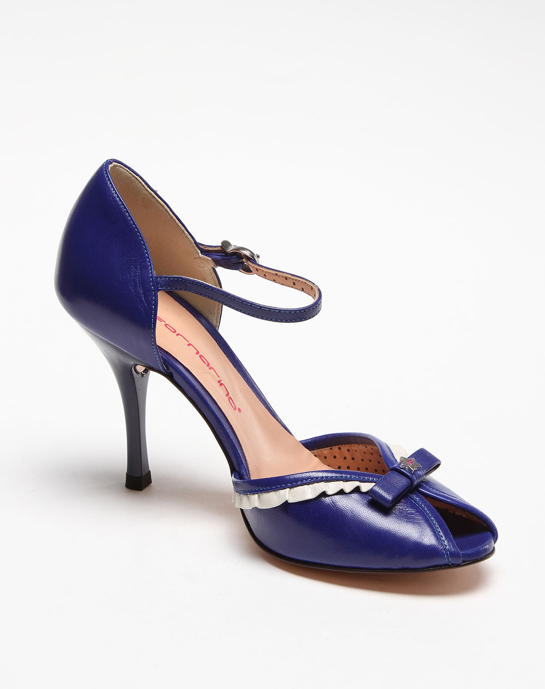 蓝色气质美女高跟鱼嘴鞋