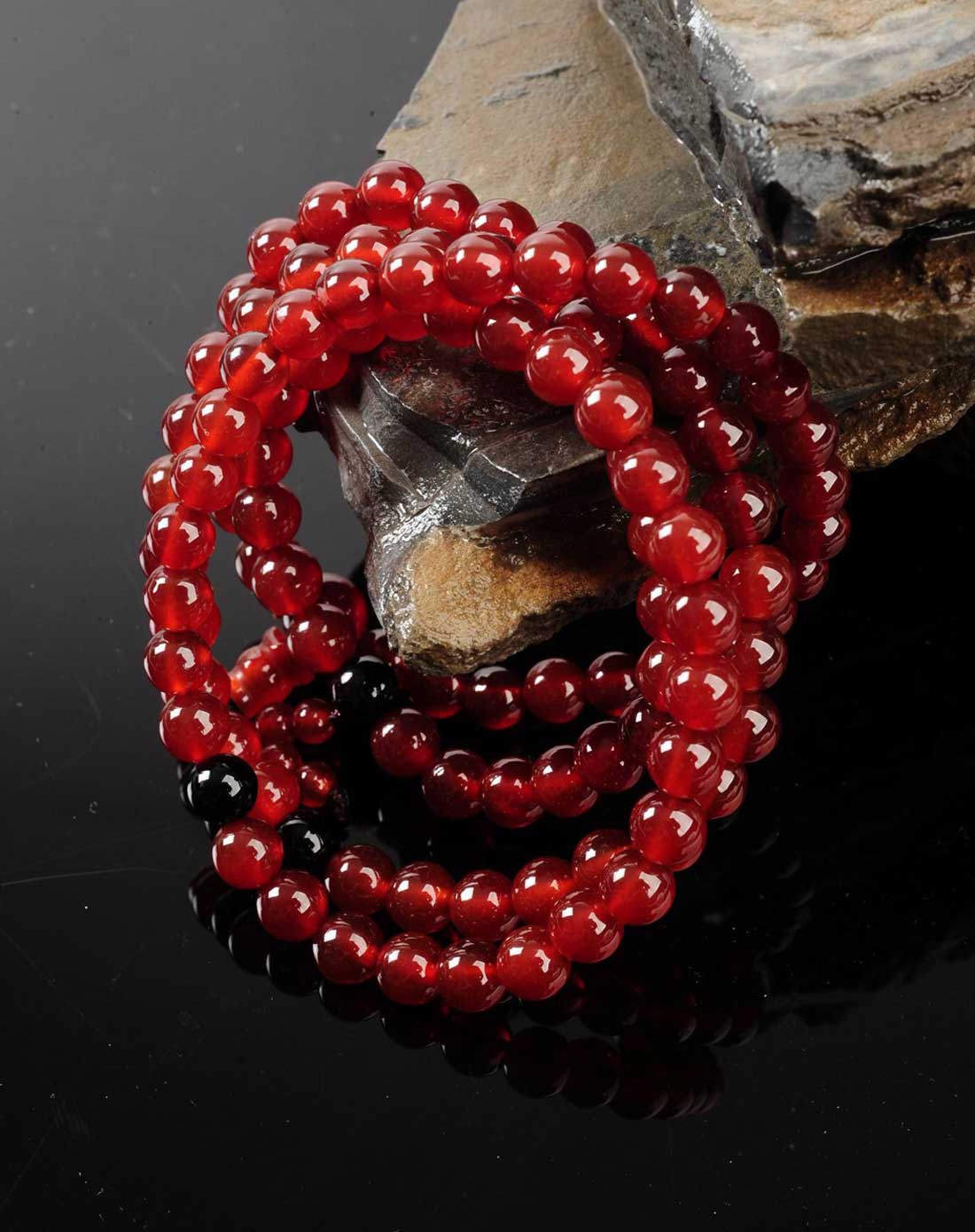 中性红色红玛瑙四圈手链(附证书)