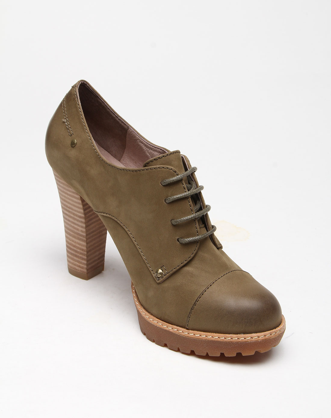 线下大牌女鞋秋季新品专场-接吻猫kisscat 女款军绿色打蜡牛正绒超