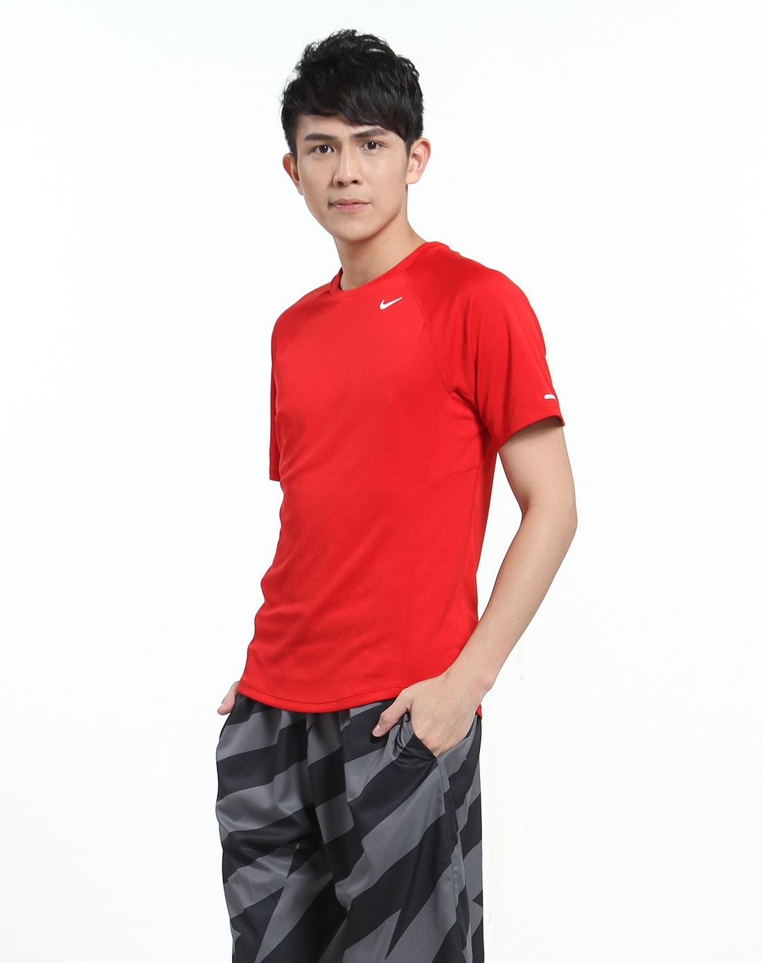 耐克nike男女装-运动专场圆领中国红色短袖t恤405206-611_唯品会