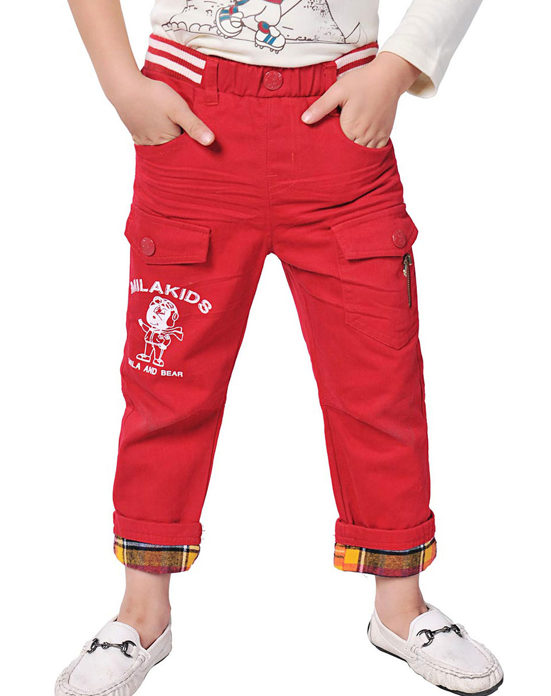 米拉熊男小童枣红布裤280060363