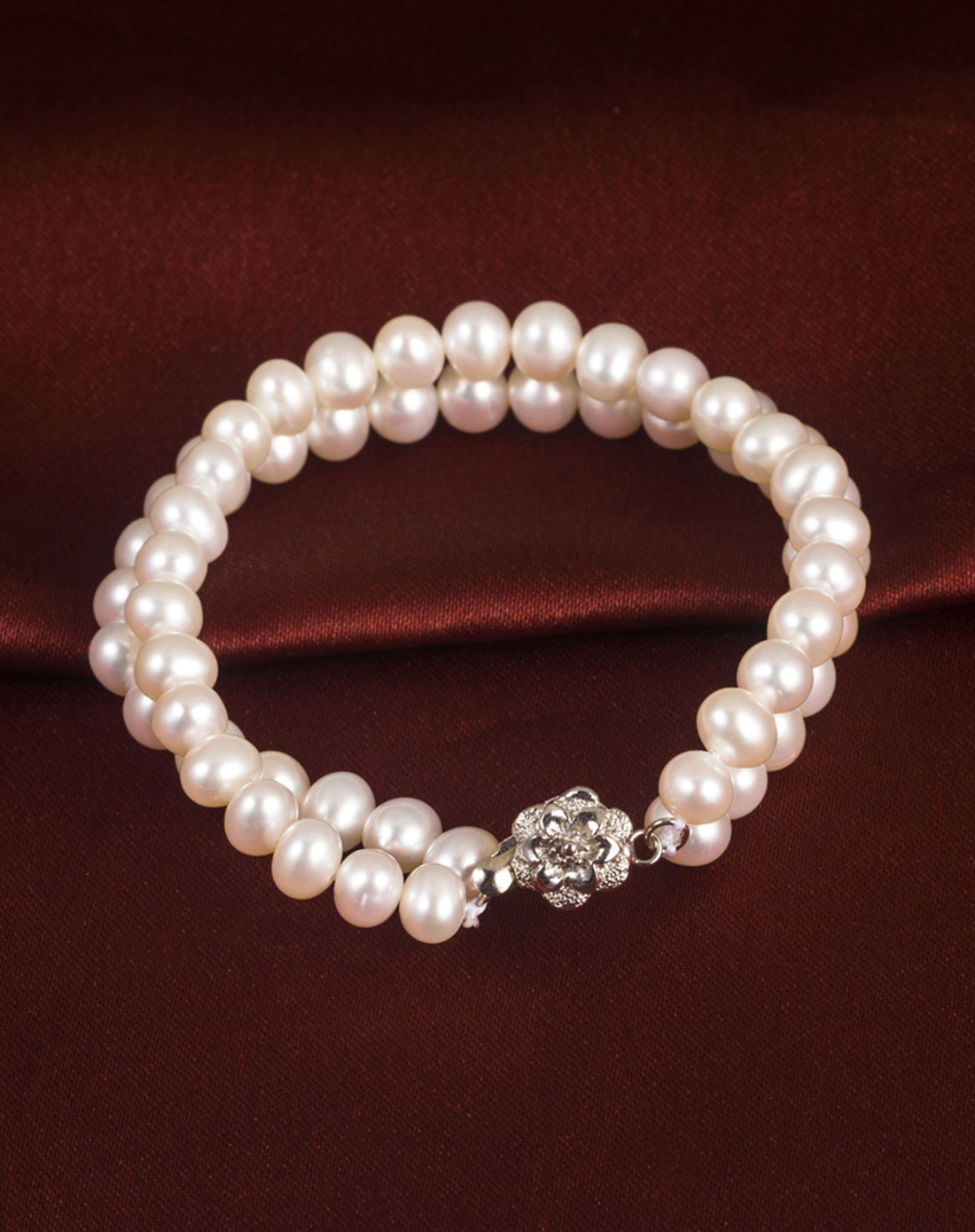 aaa级馒头圆天然珍珠双排梅花手链-倾慕(附国检证书)