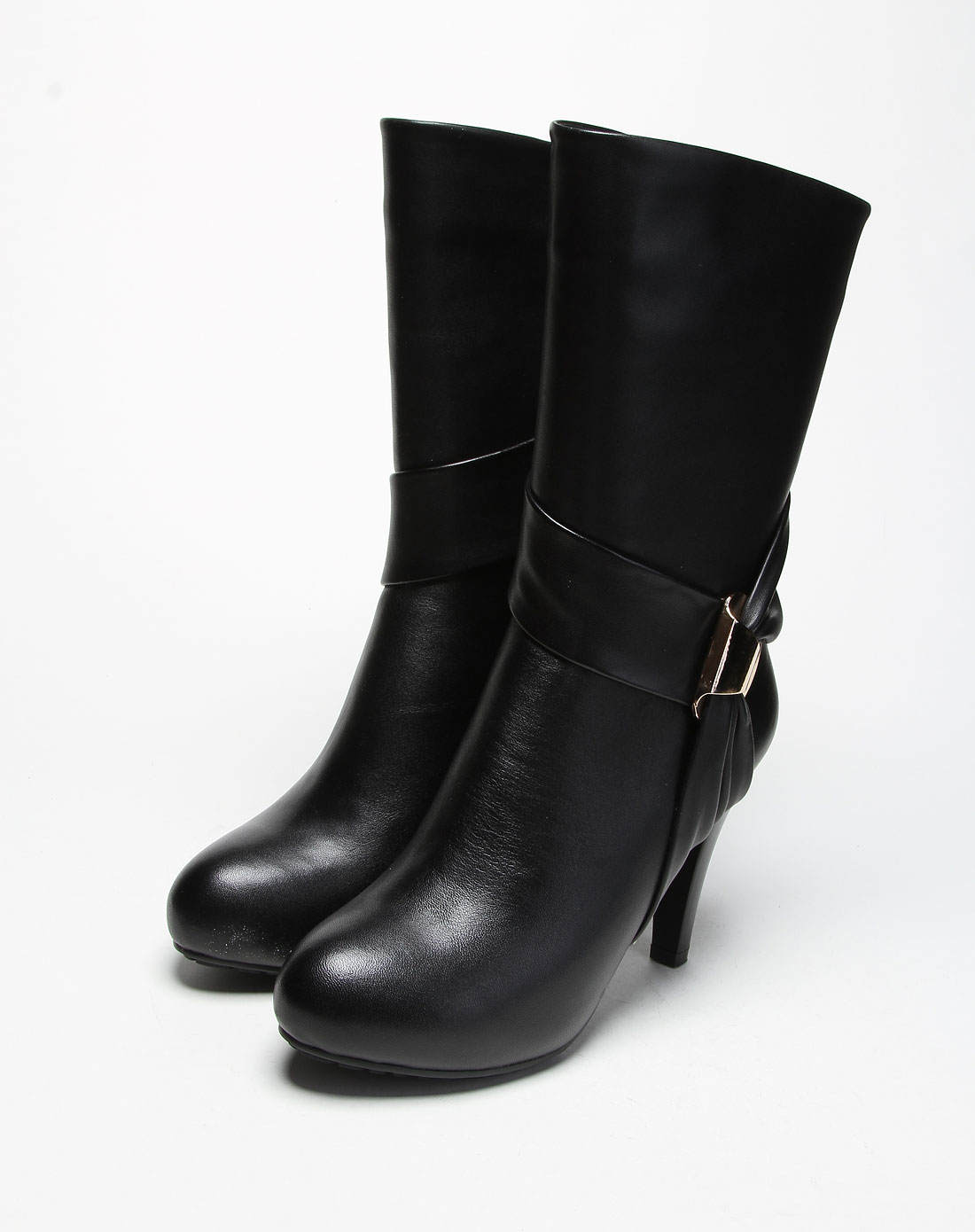 黑色典雅高贵高跟中筒靴