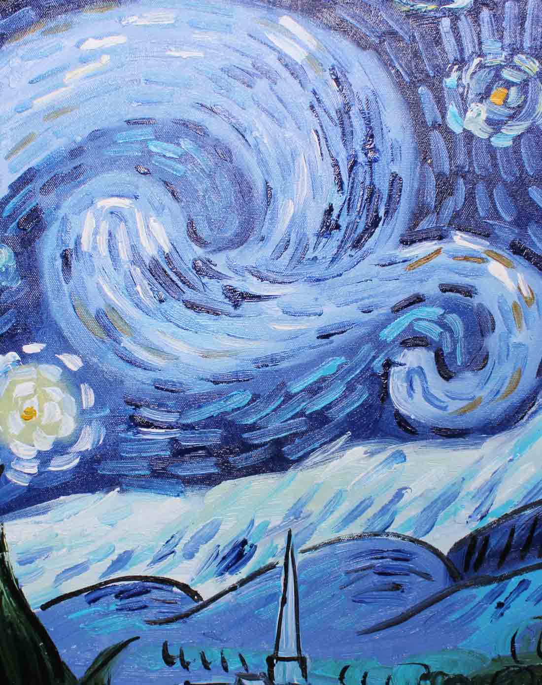 手绘油画-梵高星夜