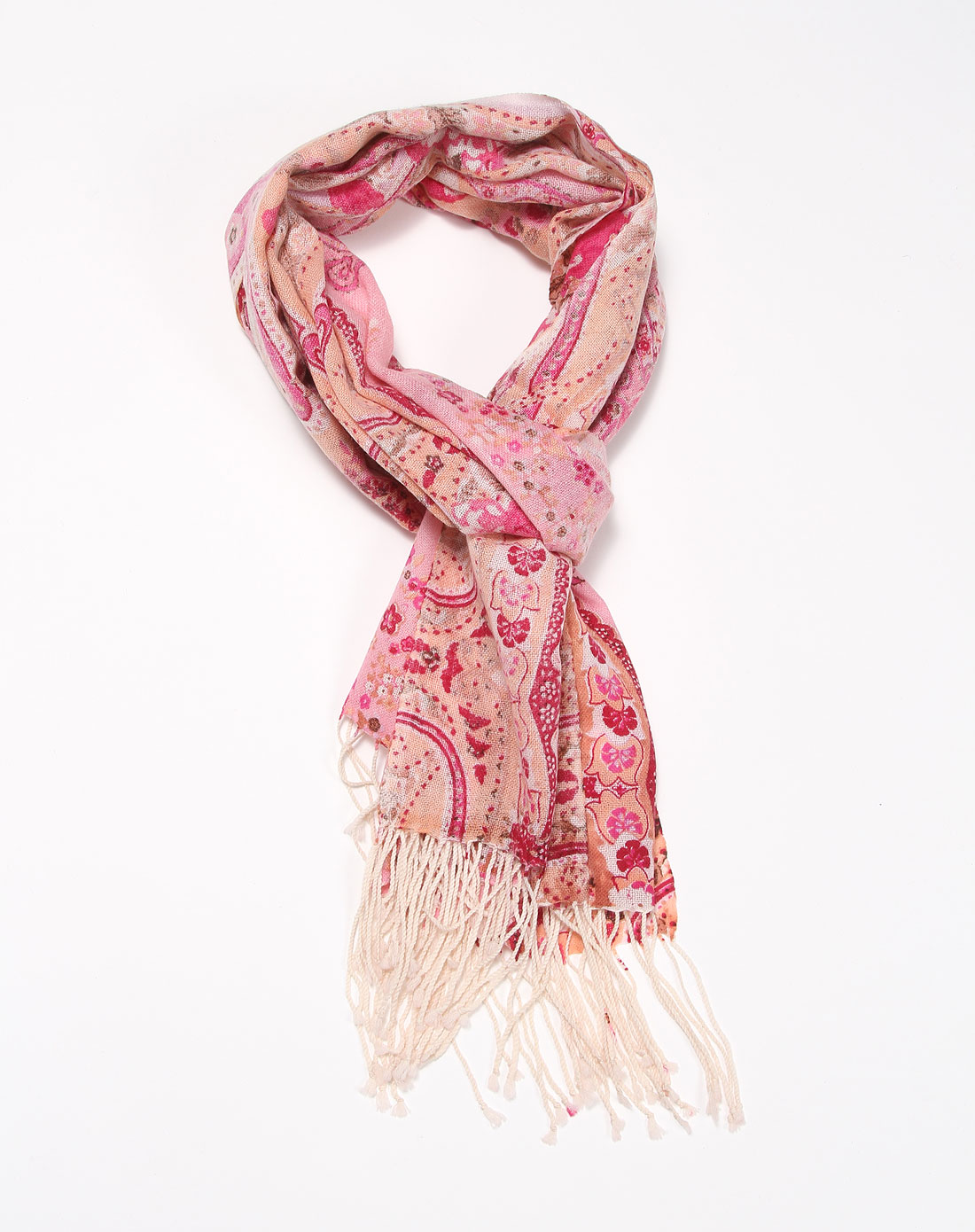 粉红色小碎花清新围巾披肩