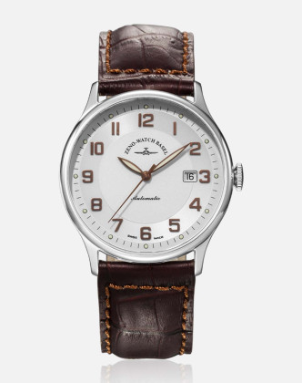 zeno-watch 麦哲伦系列白色夜光指针机械男表6209f2