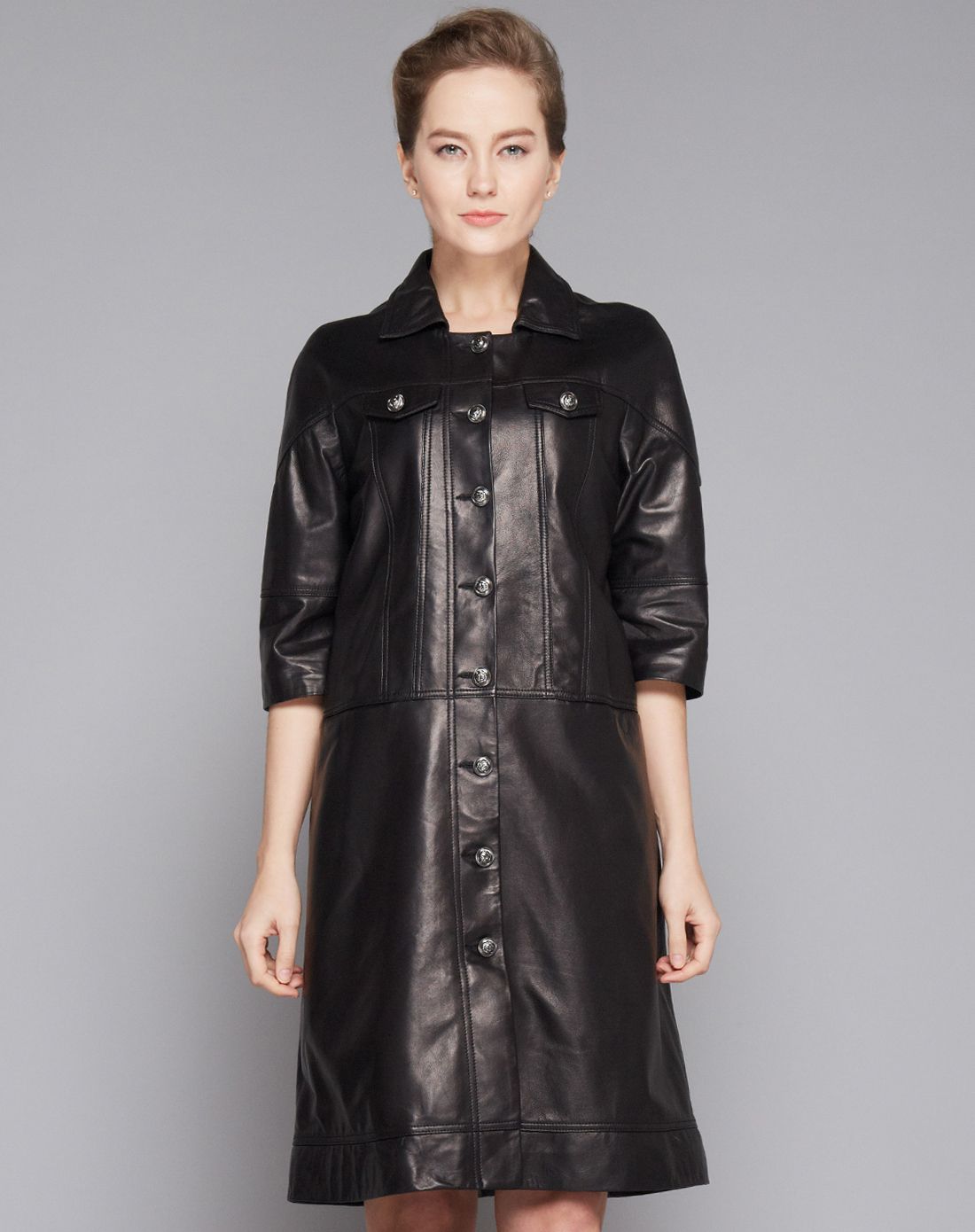 艾奇aiqi皮草专场黑色羊皮时尚皮大衣yp-026-00-abn-黑色_唯品会