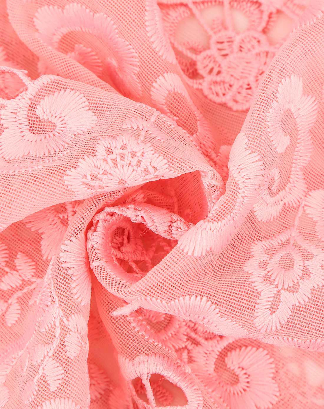 粉色优雅蕾丝荷叶边无袖连衣裙