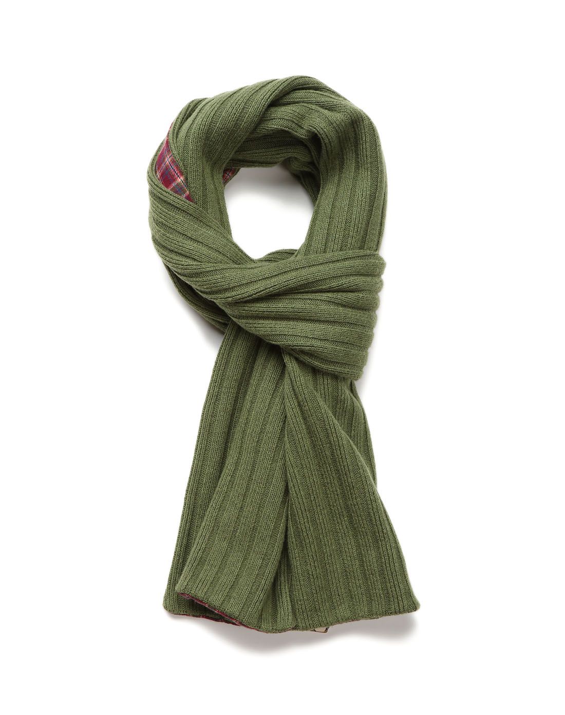 男款绿/红色都市百搭拼接针织围巾