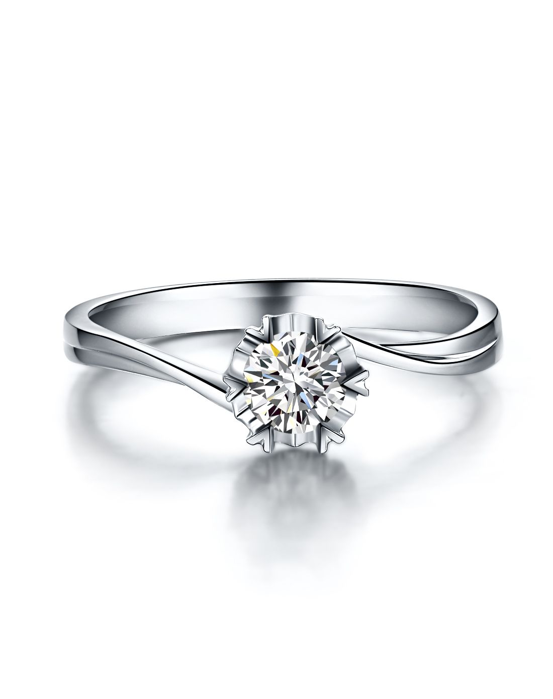 18k白金30分fg色扭臂雪花钻戒送gia证书