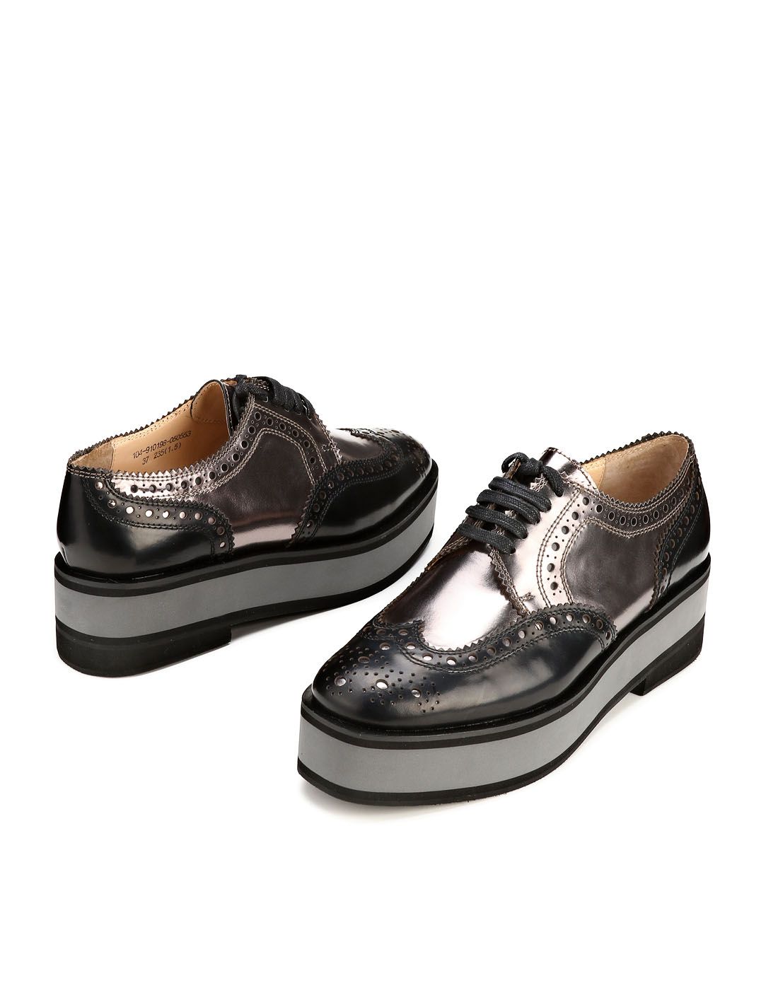 哥弟girdear金啡/黑色巴洛克风花纹厚底休闲鞋