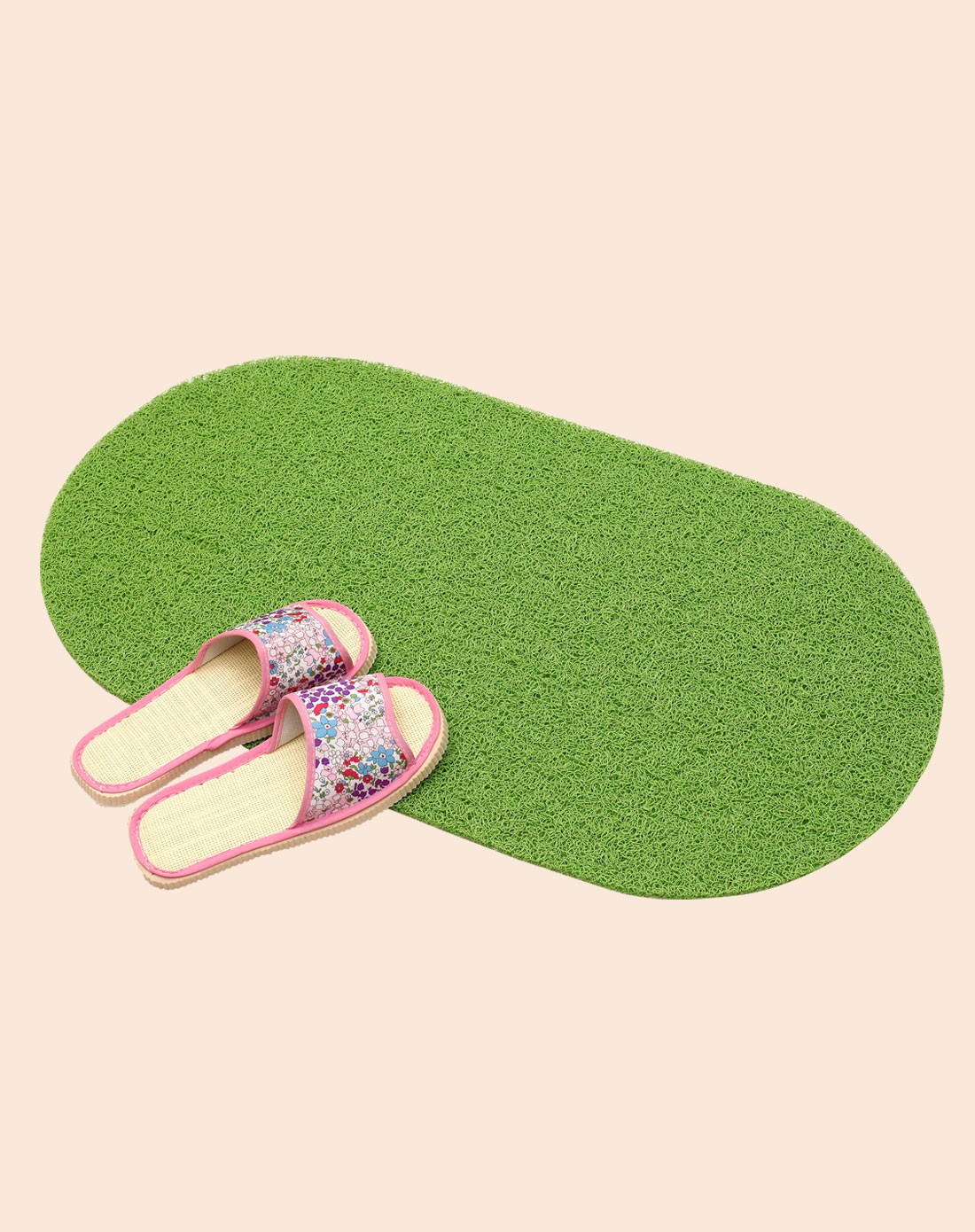 简约卫浴防滑高弹力椭圆形小地垫40*75cm