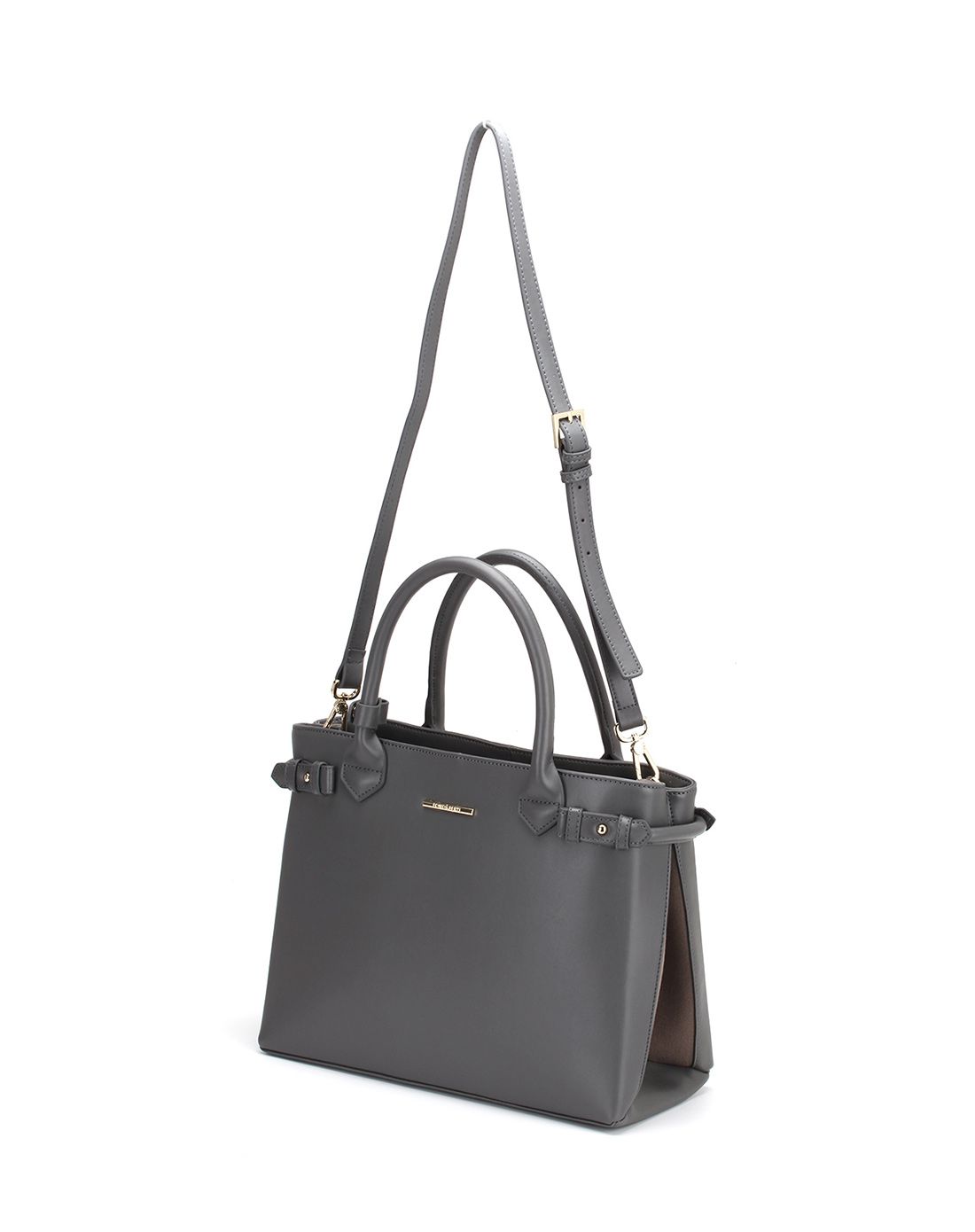 女式灰色牛剖层革单肩包